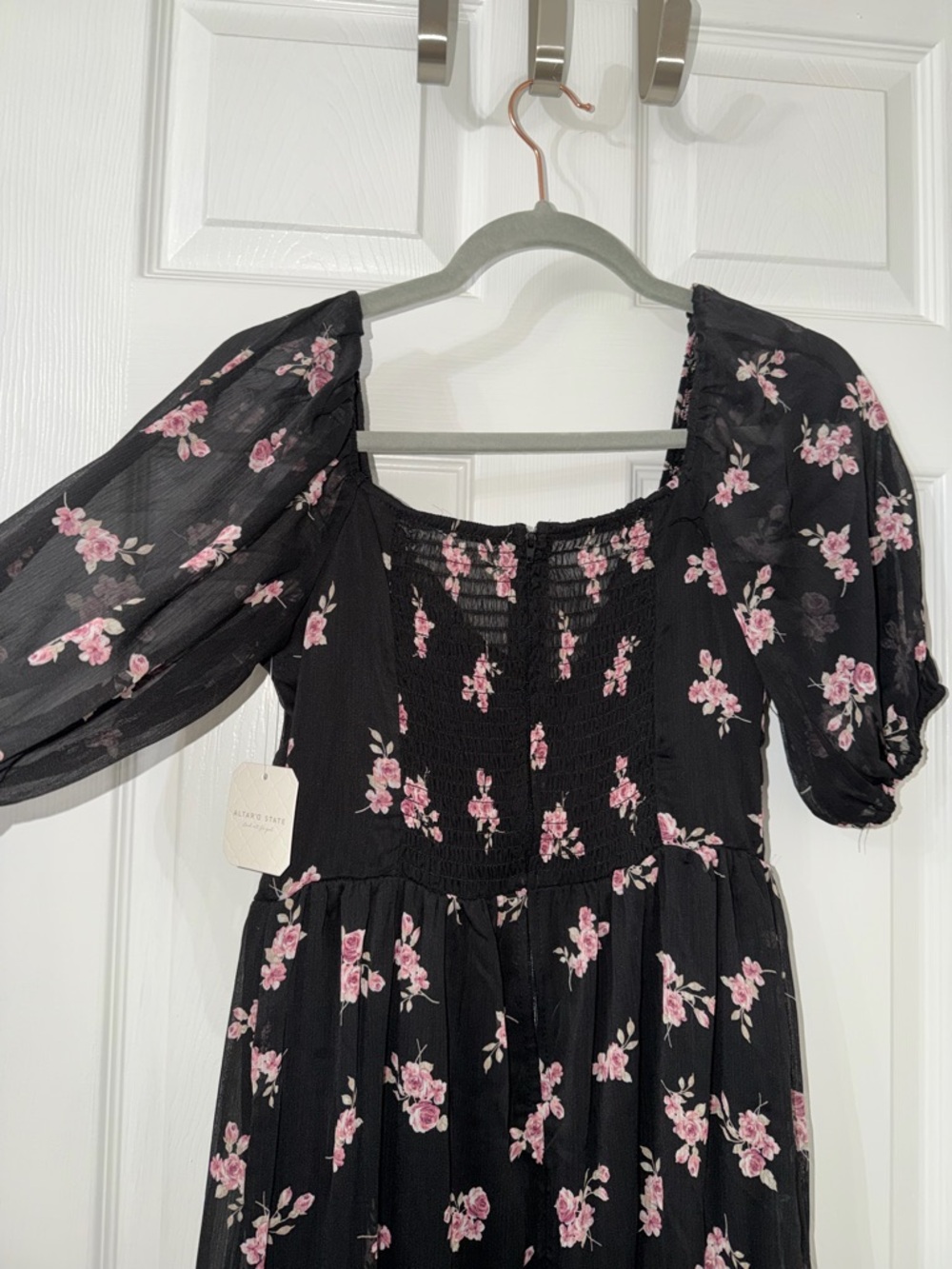 Altar'd State Black Maxi Dress with Pink Floral Print - Picture 3 of 3